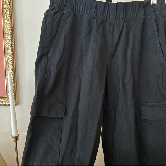 GAP Twill‎ Cargo Pants Black Joggers Elastic Waist Stretch Cotton Lyocell Size S - Picture 3 of 7
